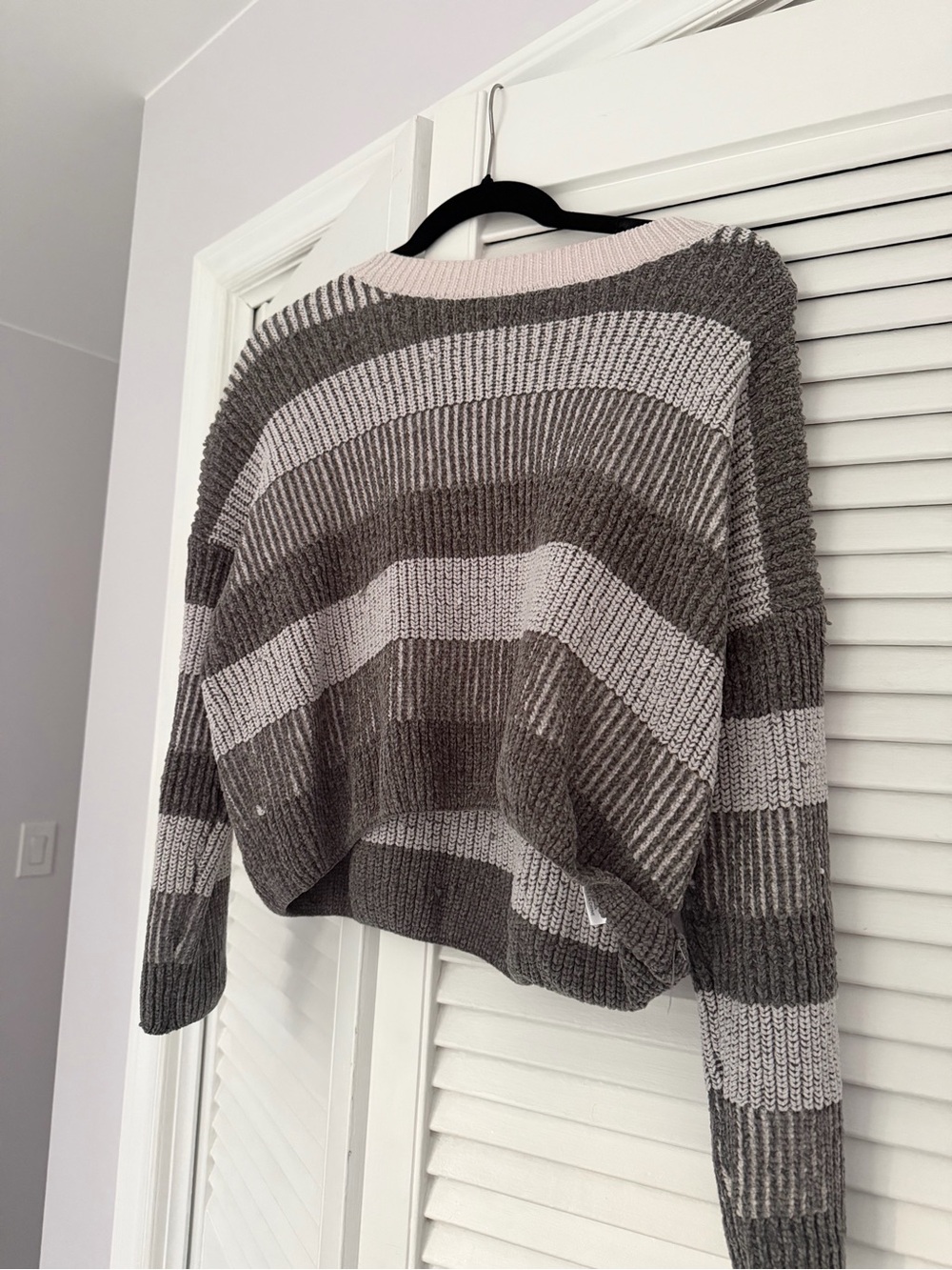 Striped Knit Crewneck Sweater - Green & White